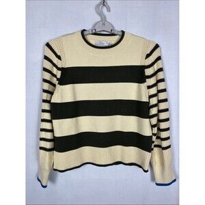 Greylin Striped Tan and Army Green Chunky Knit Sweater